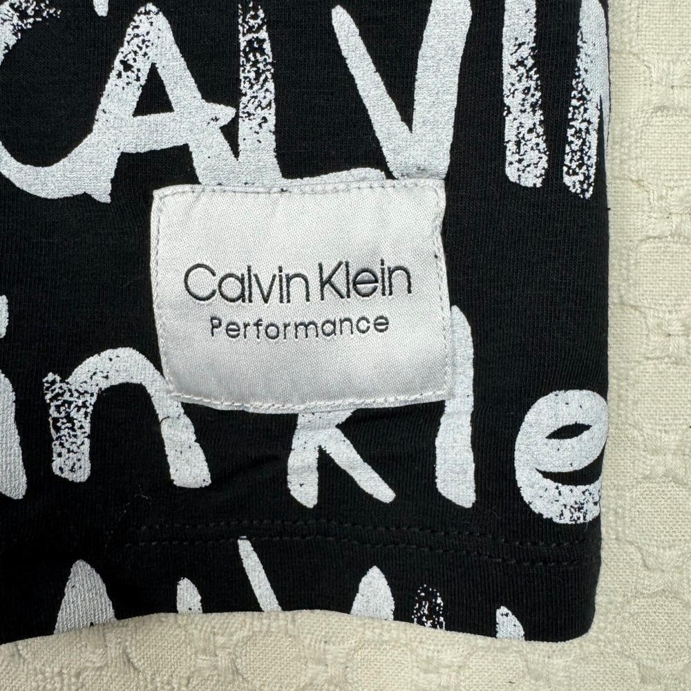 NWT Calvin Klein Performance Spellout Logo All Over Print T-Shirt Women 3X Black - Picture 6 of 10